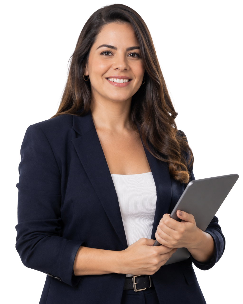 Consultora de RH segurando um tablet